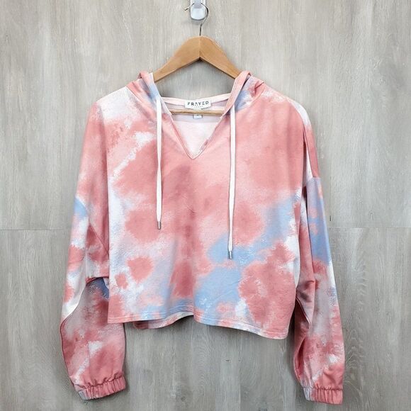 Frayed Jeans Amber Tie-Dye Cropped Hoodie - Picture 5 of 9
